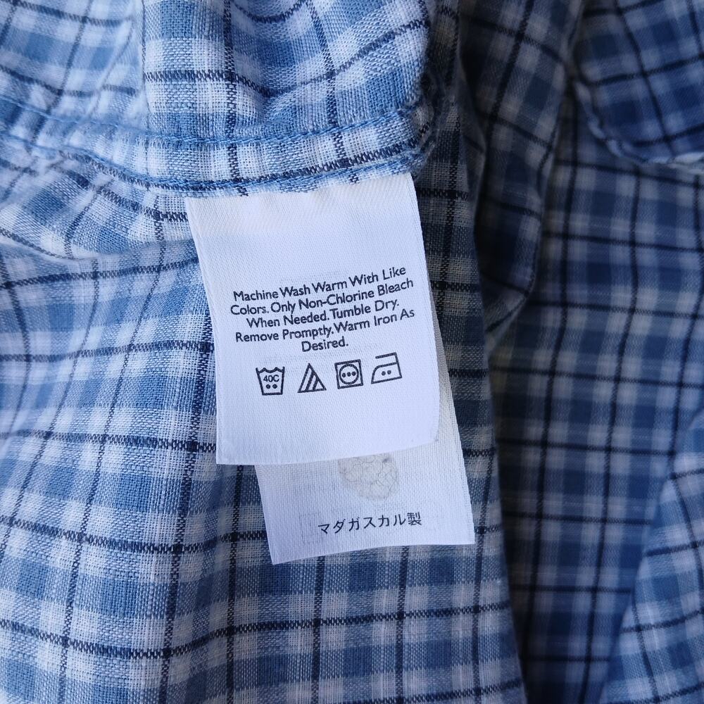 Eddie Bauer Short-Sleeve Button-Up Shirt Men's XL blue checks plaid cotton - Picture 9 of 16